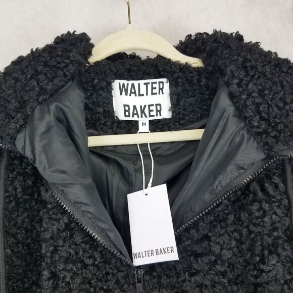 NEW Walter Baker Size M Amanda Fuzzy Jacket in Black Hooded NWT $398 - Picture 5 of 10